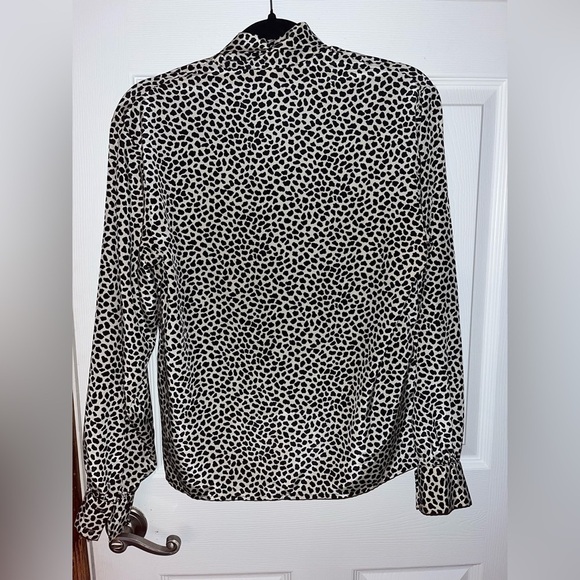 Vintage Castleberry Black and White Tie Neck Patterned Blouse - Picture 3 of 3